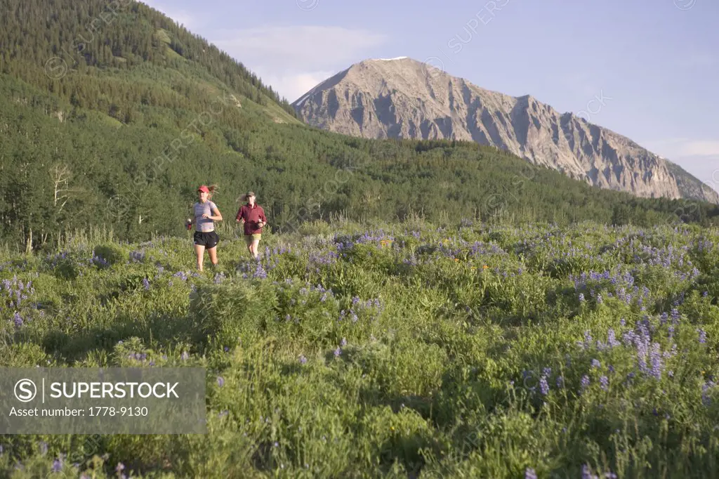 Women trail running, Colorado