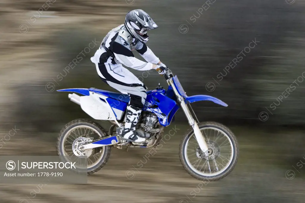 Catching air on a motorcross bike (motion blur)
