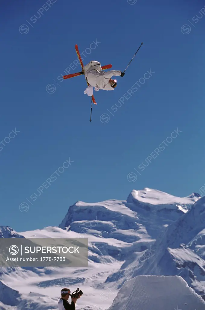 skier performs big air in Verbier Switzerland