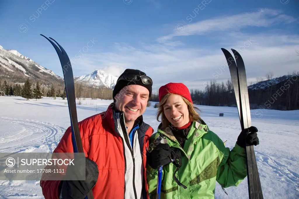 Couple at trailhead of cross_country ski trails.