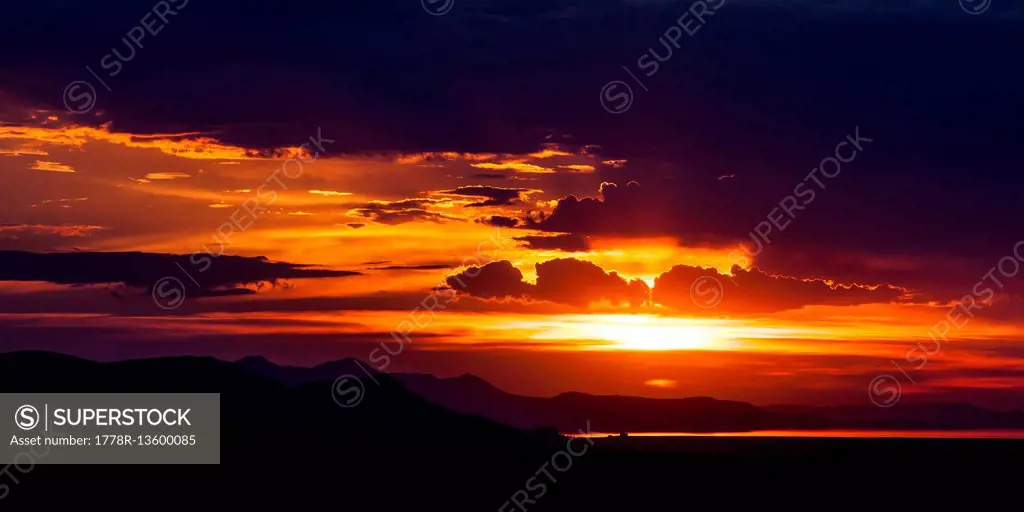 Salt Lake Valley And The Great Salt Lake During Sunset