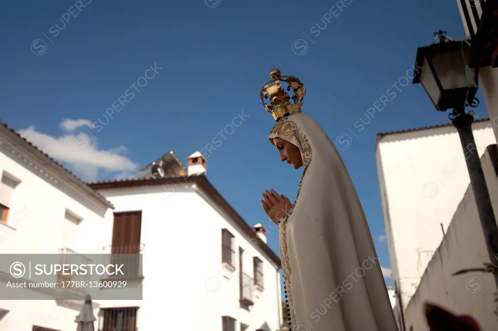An Image Of Our Lady Of Fatima Is Displayed During A Religious Celebration