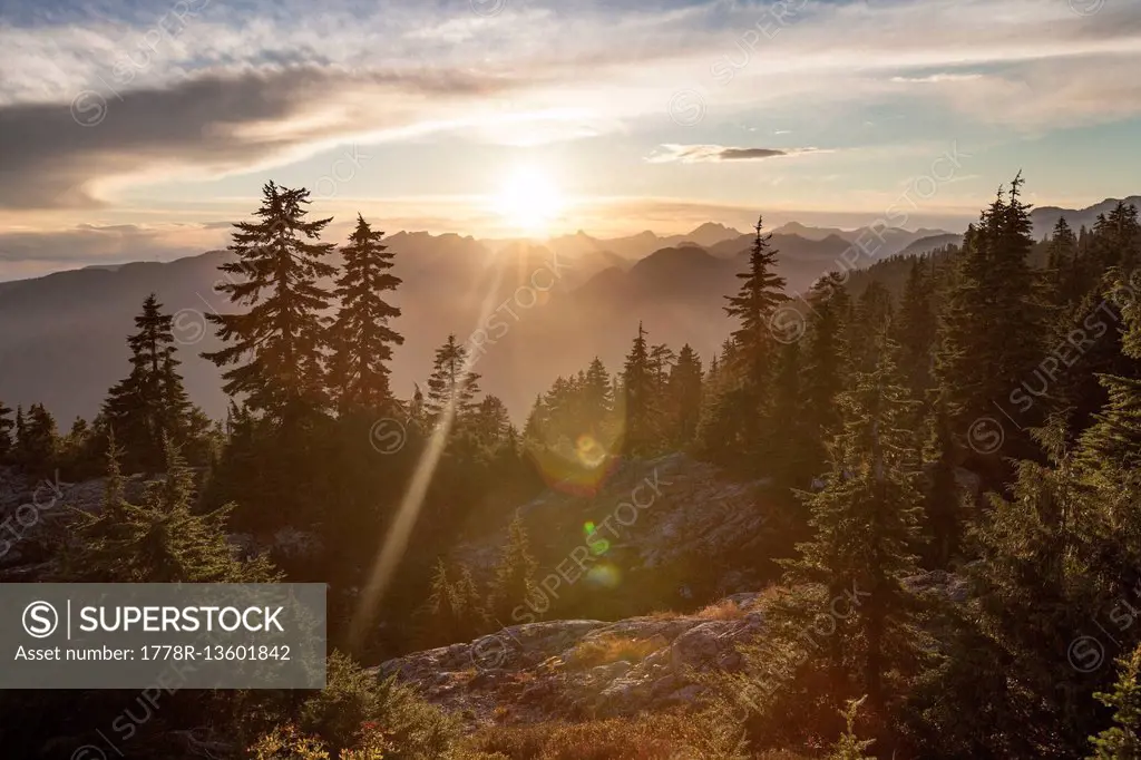 Seymour Mountain During Sunset In British Columbia, Canada