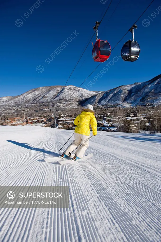 Woman skiing in Aspen, Colorado.