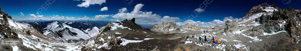 White Rocks campsite on Aconcagua 360 degree panorama