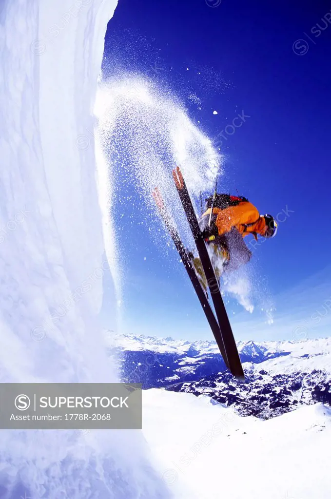 Man skiing in Switzerland.