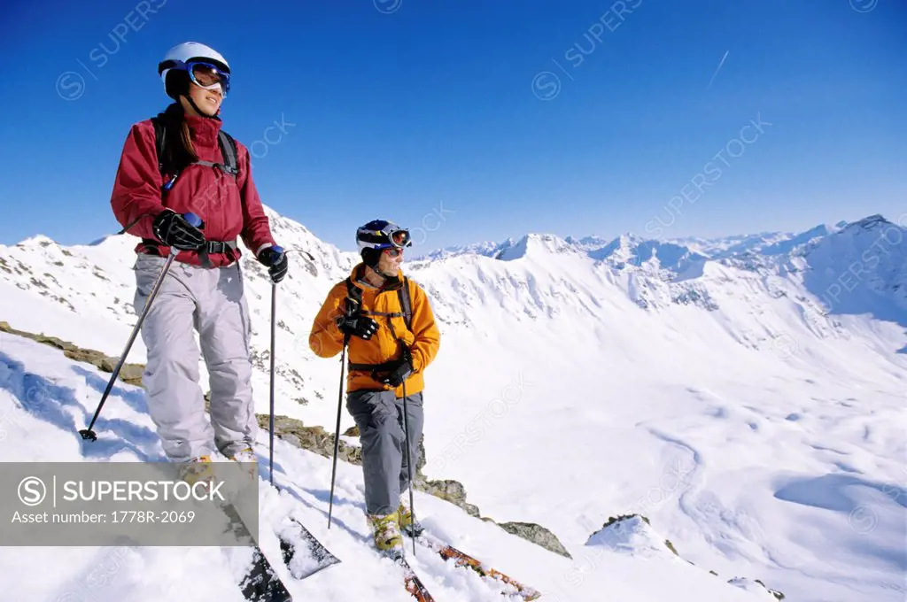 Skiers in Lenzerheide, Switzerland.