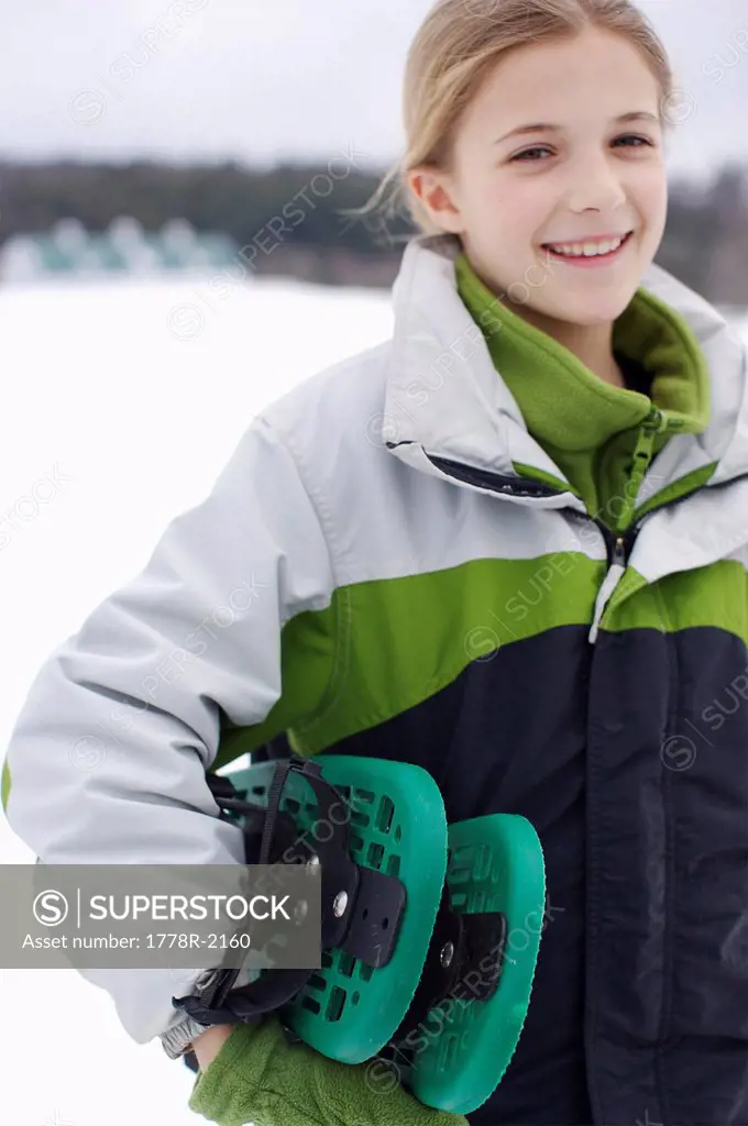 Portrait of young girl in winter.
