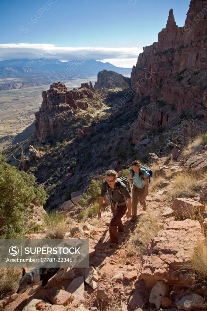 Two woman hiking, Moab, Utah.