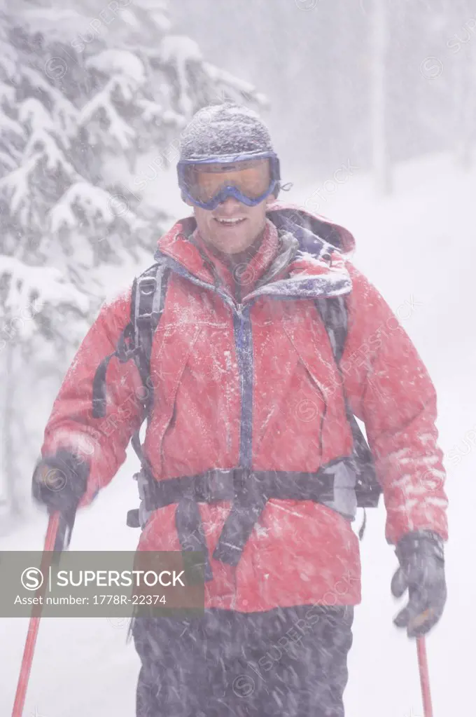 A man backcountry skiing in Colorado.
