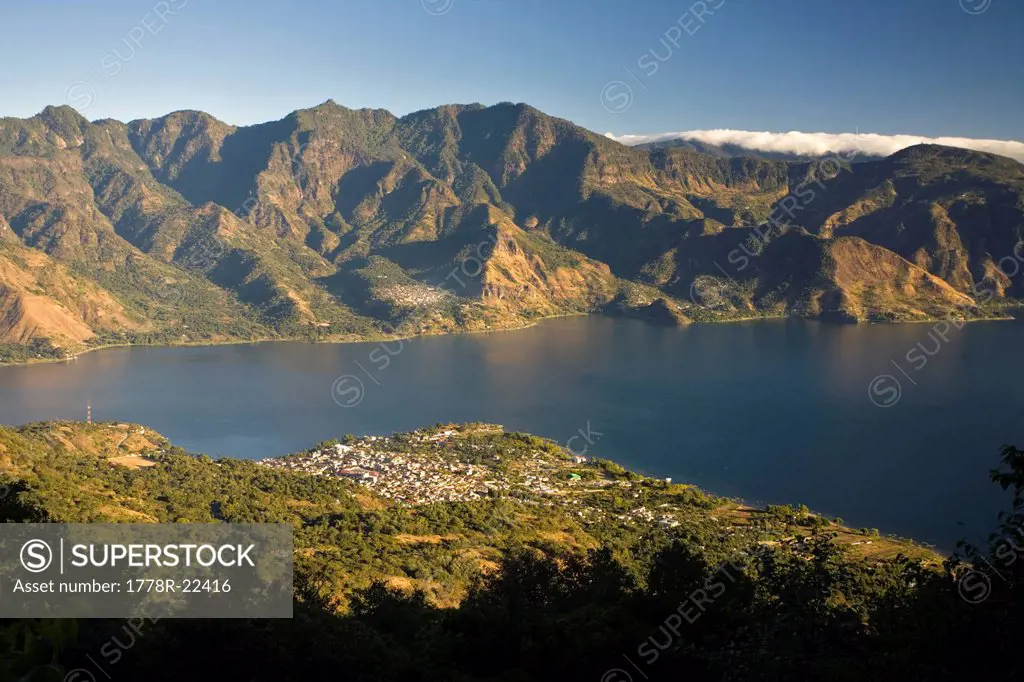 The town of San Pedro from the San Pedro volcano, Lake Atitlan, Guatemala