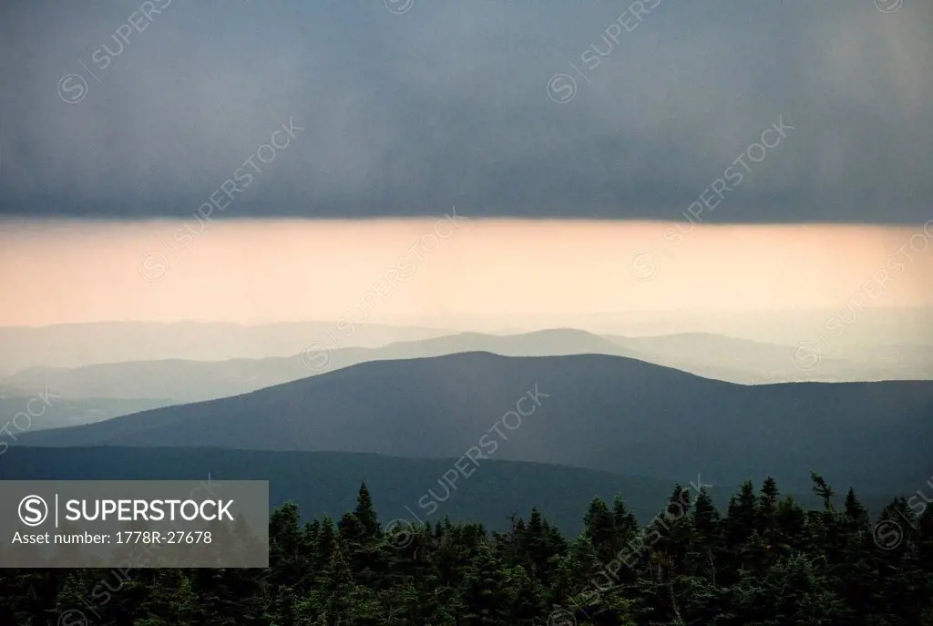 A storm passes over the Appalachian Mountains in Vermont.