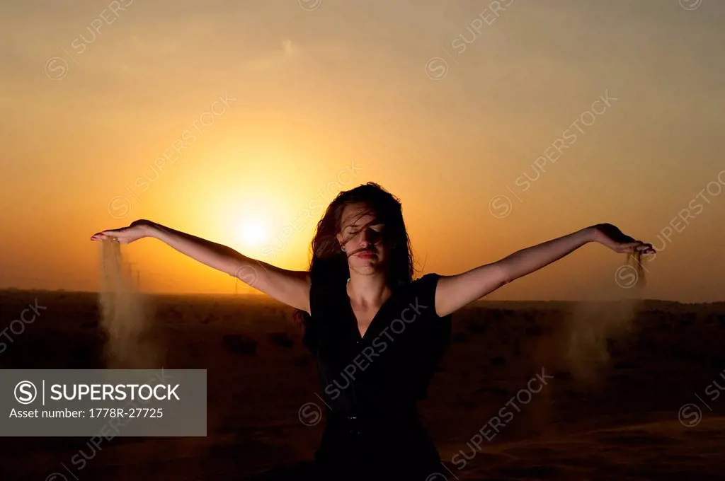 Woman enjoying the desert