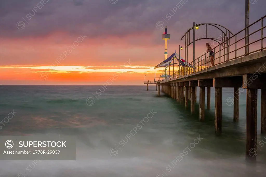 Brighton Beach pier at sunset, Adelaide, Australia.