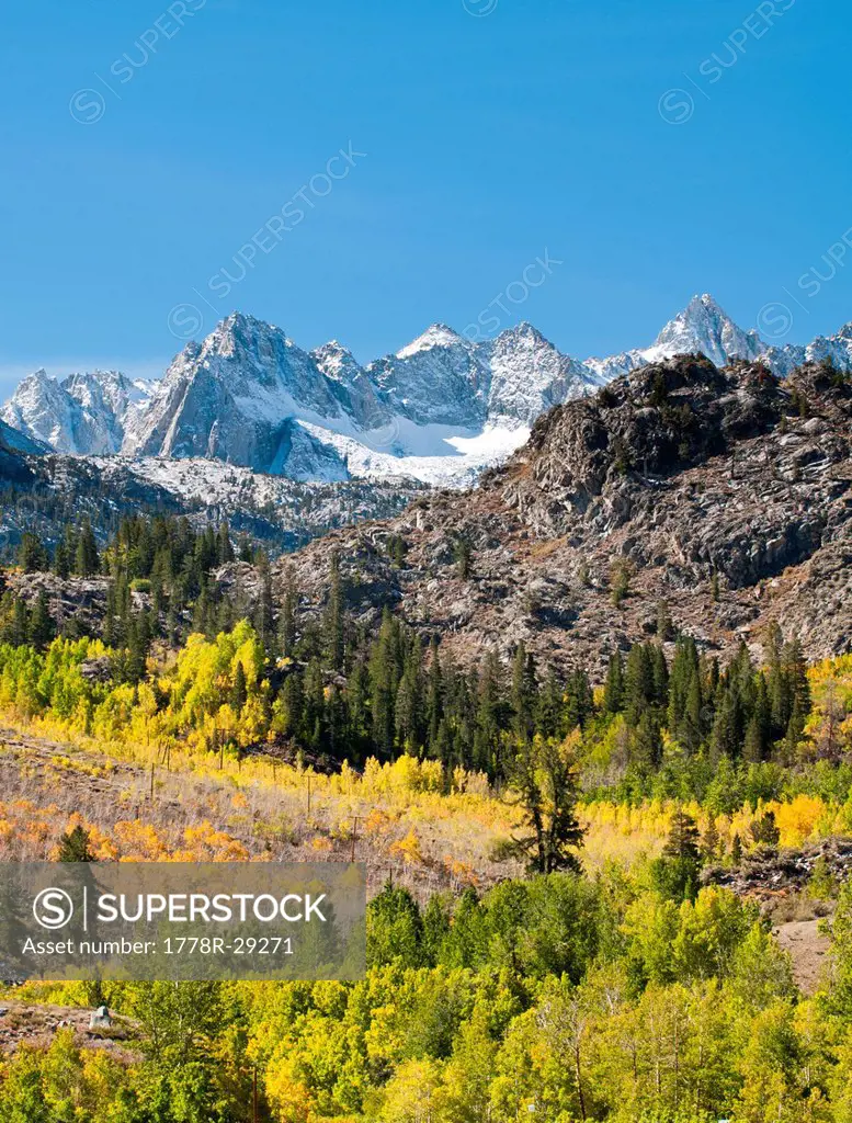 Fall colors and fresh snows on the Sierra Crest, Eastern Sierra, California