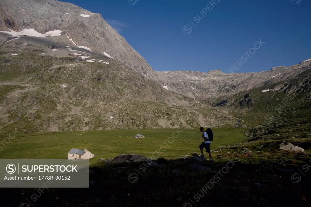 Hiking in Vanoise National Park, French Alps.