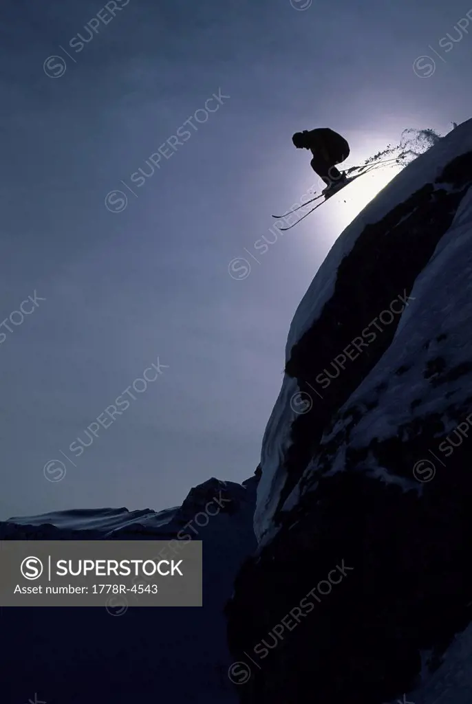 Man skiing in Lech, Austria.