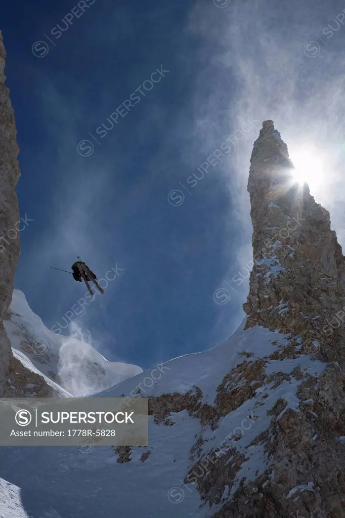 A skier jumps in mid_air in Argentina.