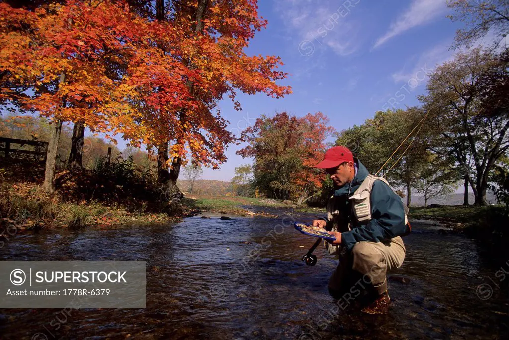 A person fly fishing in Pennsylvania.