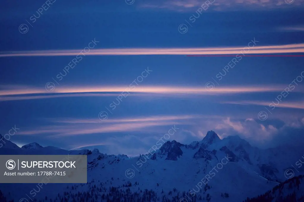 Cloud formation at sunset in the Swiss Alps.