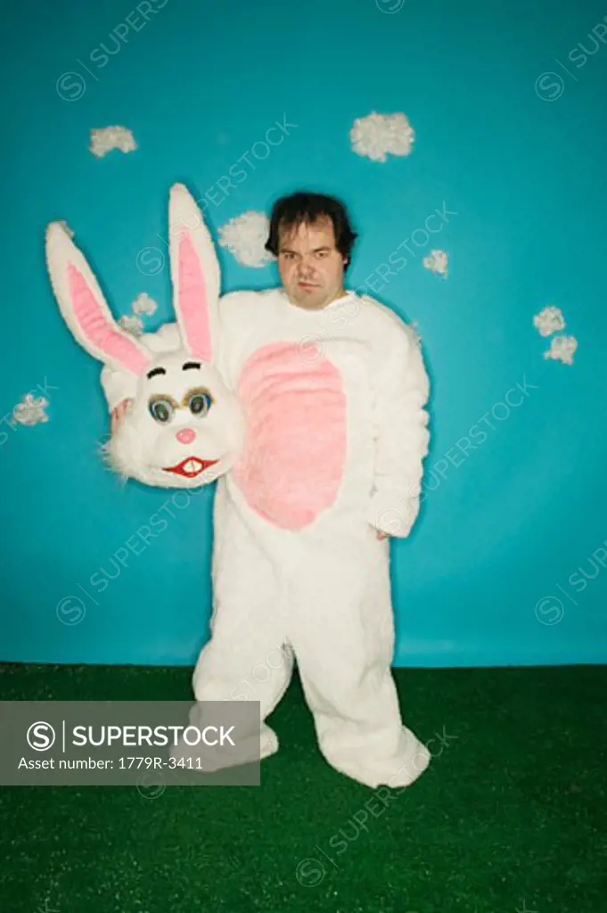 Man in Easter bunny costume