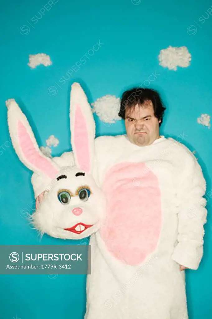 Man in Easter bunny costume