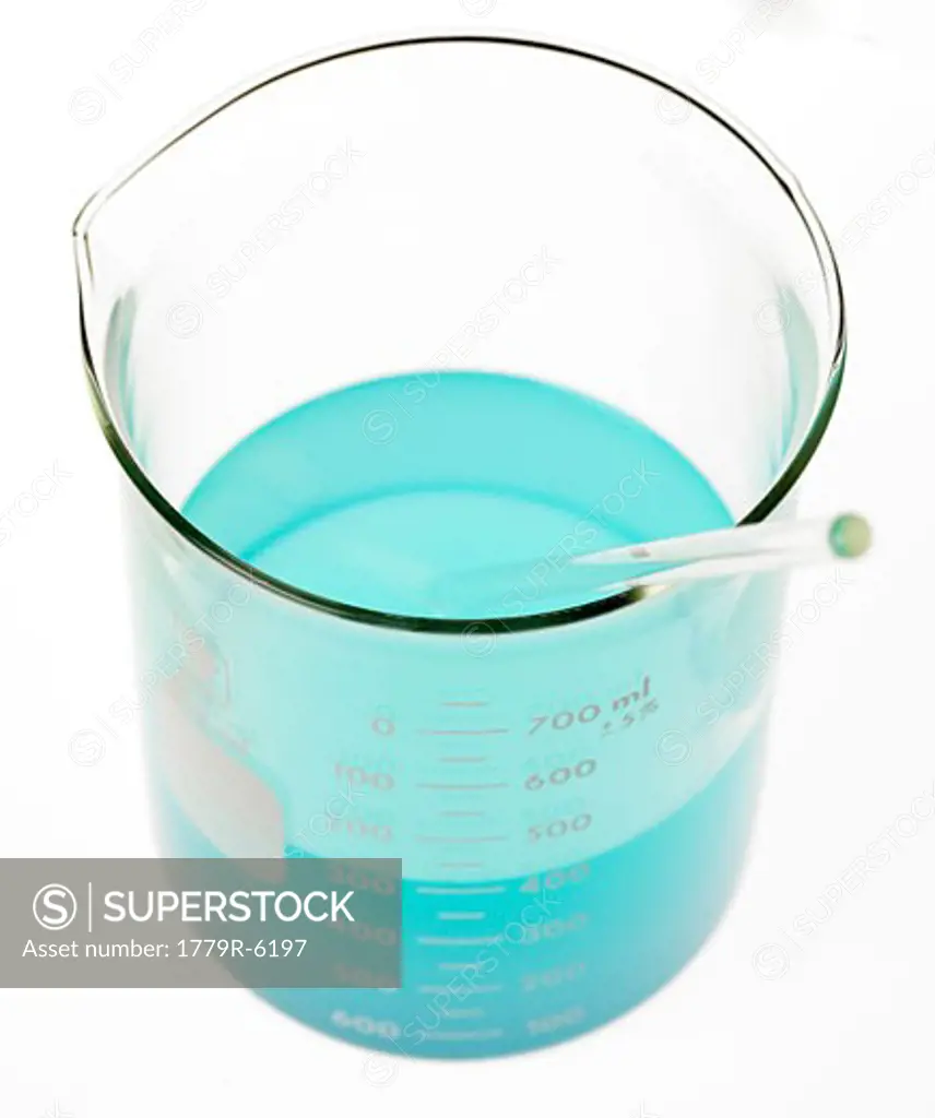 High angle view of liquid in beaker