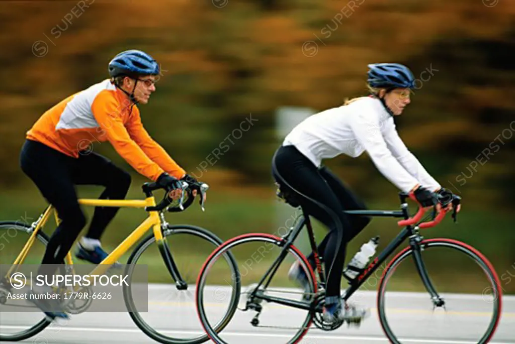 Couple biking