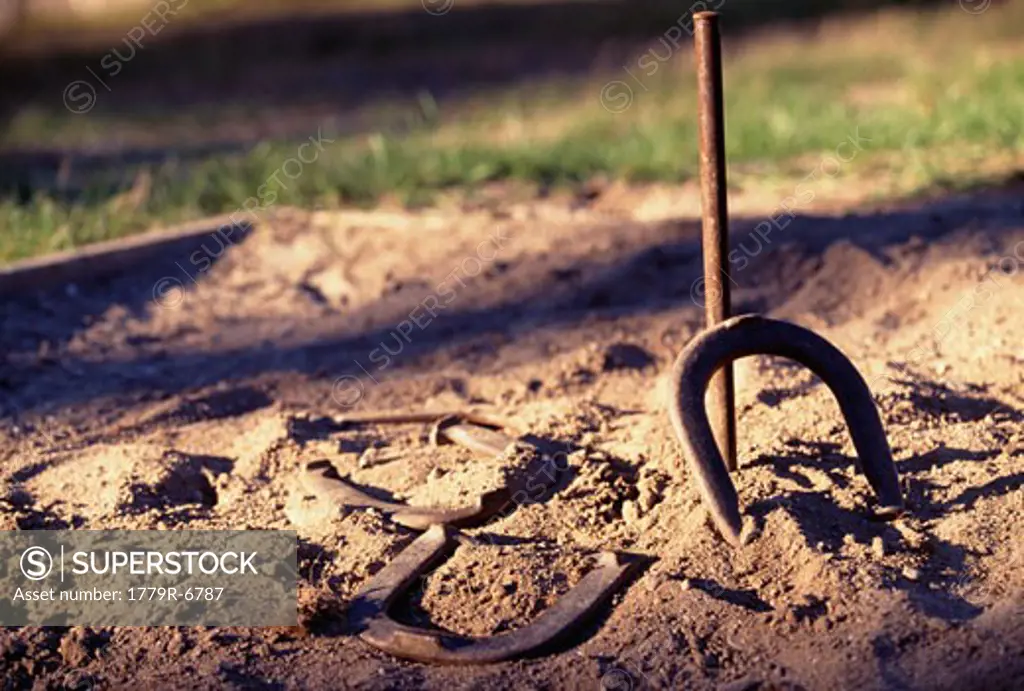 Horseshoes in dirt
