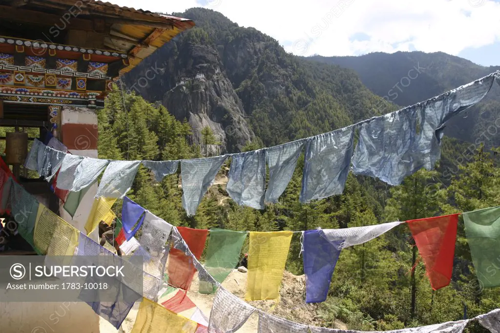 Prayer flags , Taktshang Goemba, Tigers Nest Monastery, Bhutan