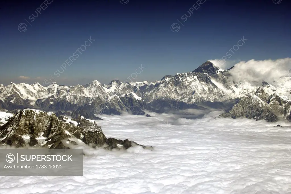 Aerial view of Mount Everest, Nepal.