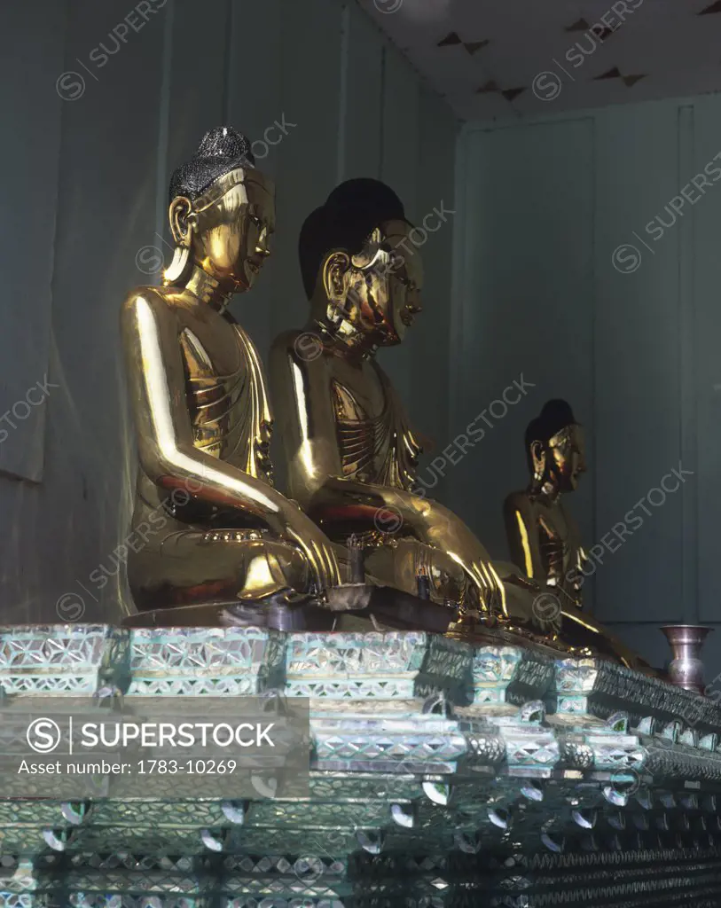 Gold Buddha Statues, Yangon, Myanmar.