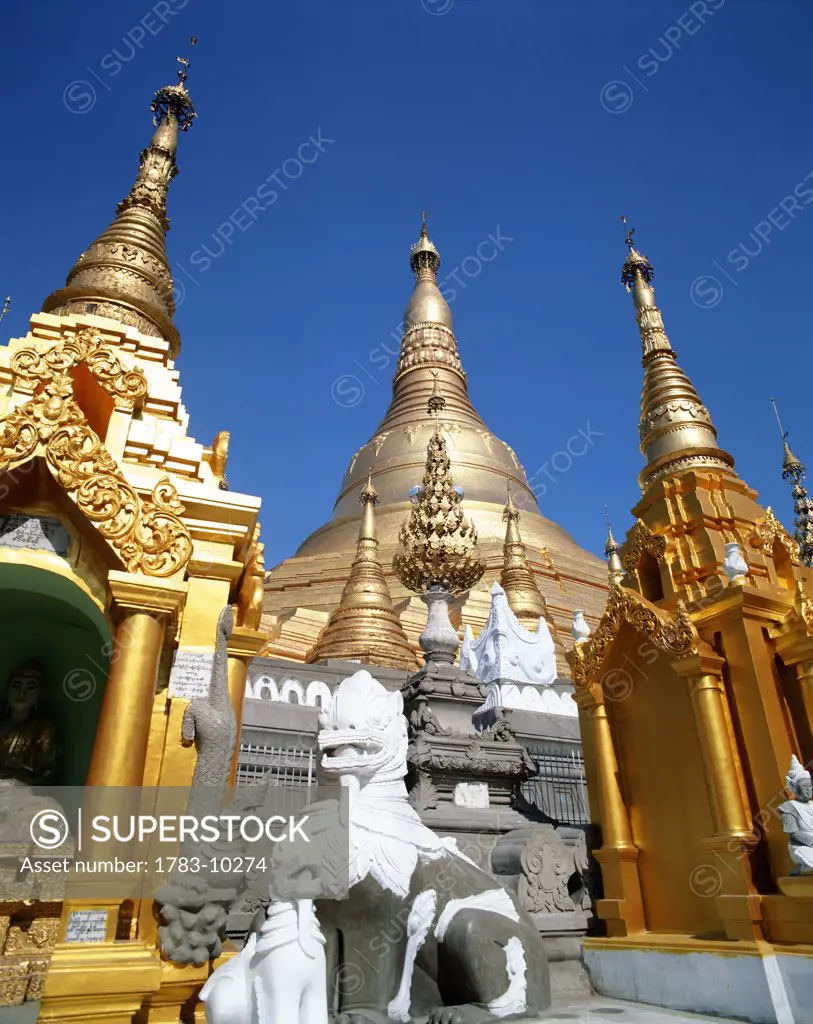 Gilded buildings of Shwe Dagon Pagoda, Rangoon, Myanmar, Rangoon, Myanmar, Burma