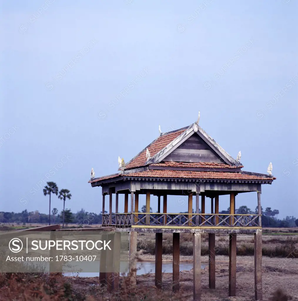 Typical stilted architecture by water, Phnom Penh, Cambodia