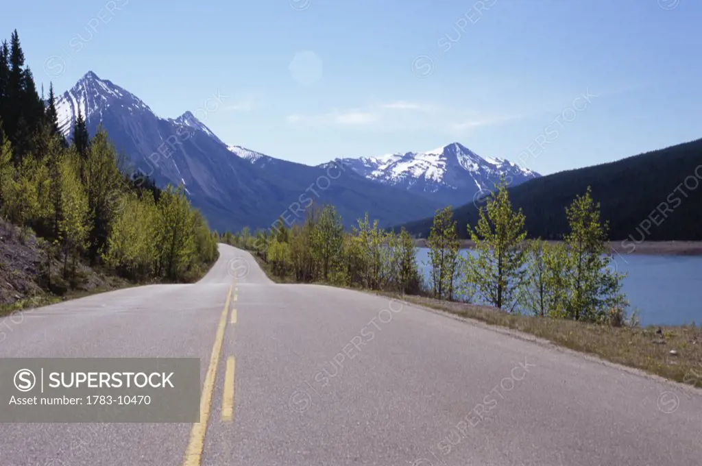 Road by Medicine Lake, near Jasper, Alberta, Canada
