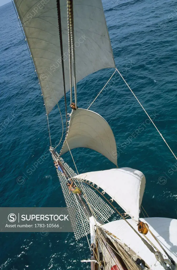 Sail boat in Caribbean, Caribbean.