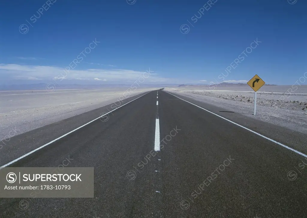 Empty road through desert, Atacama Desert, Chile