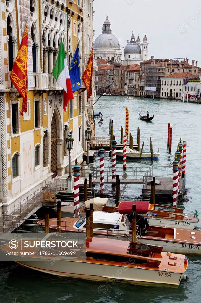 Water taxis on the Grand Canal; Venice, Italy
