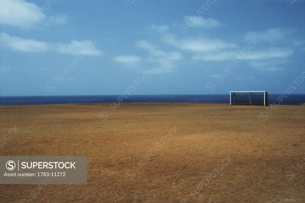 Empty football pitch by the ocean, Sao Nicolau, Cape Verde
