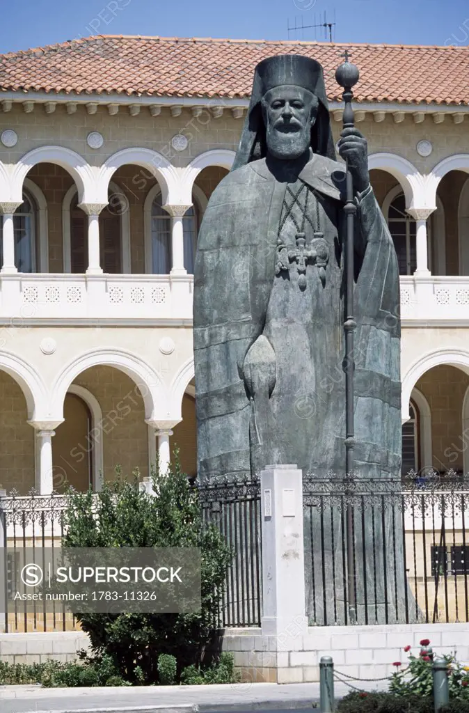Archbishop Makarios statue outside Archbishop Palace, Nicosia, Cyprus.