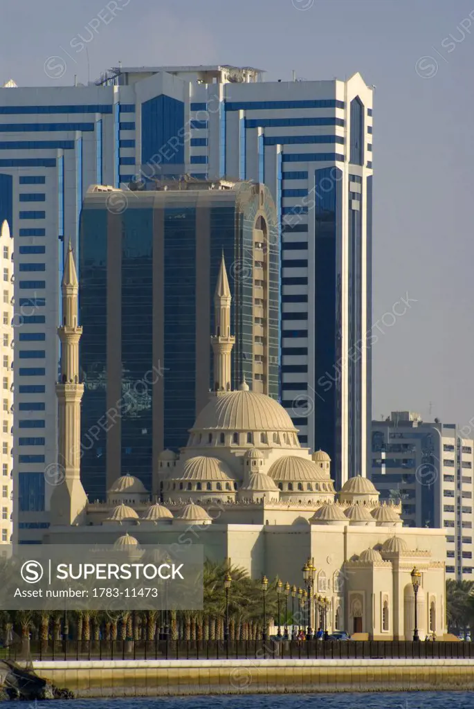 Sharjah Mosque and skyscrapers, Dubai
