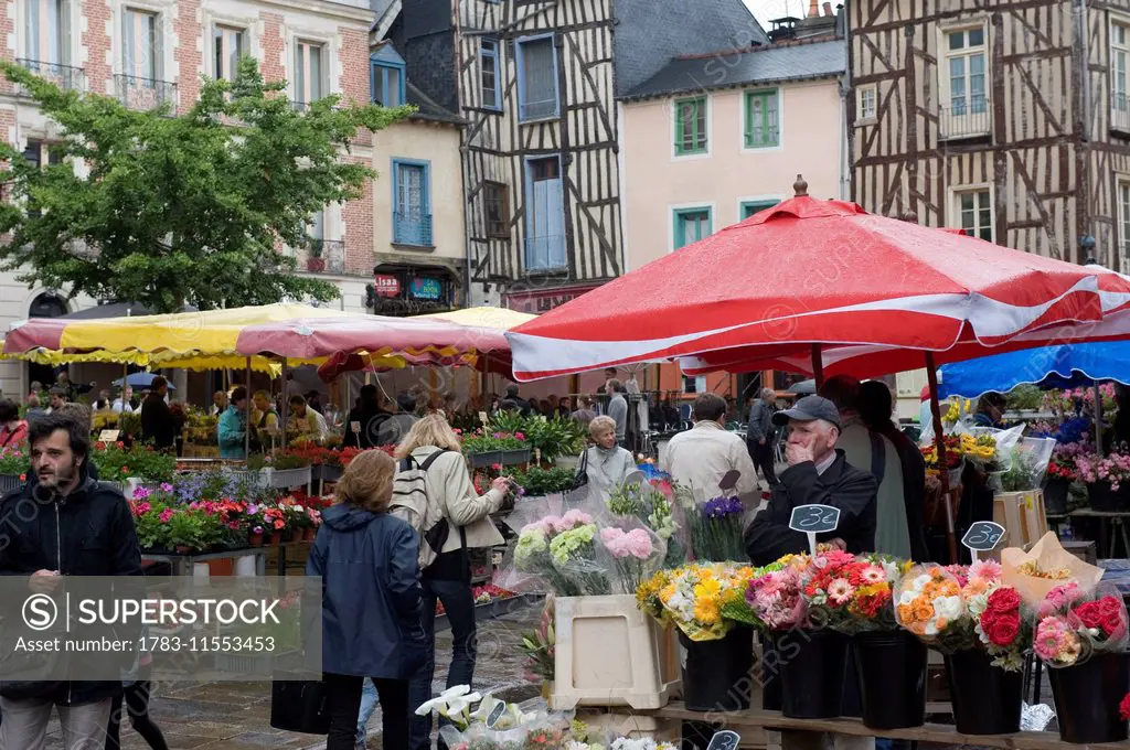 Le marche des Lices. One of the biggest food markets in France. Rennes. Brittany. France.