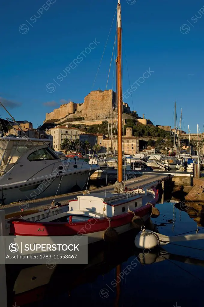 The citadel and harbour of Bonifacio. Corsica. France.