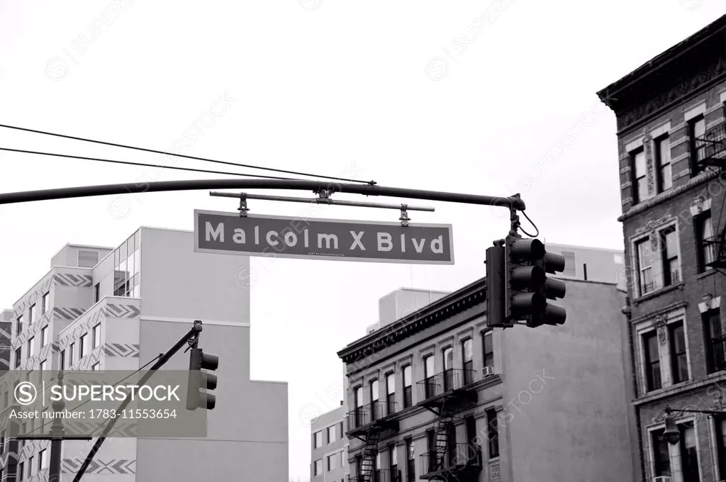 Malcolm X Street Plate In Harlem, Manhattan, New York, Usa