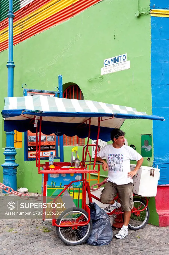 Orange Juice Stall In Caminito, La Boca, Buenos Aires, Argentina