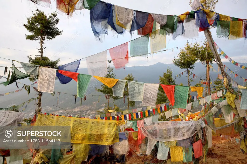 Buddhist Prayer Flags Above, Thimphu,, Bhutan