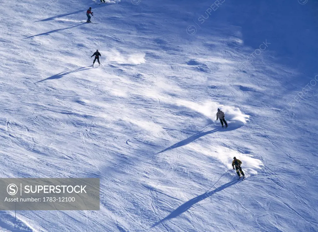 Skiing in Les Arcs, High Angle View, France
