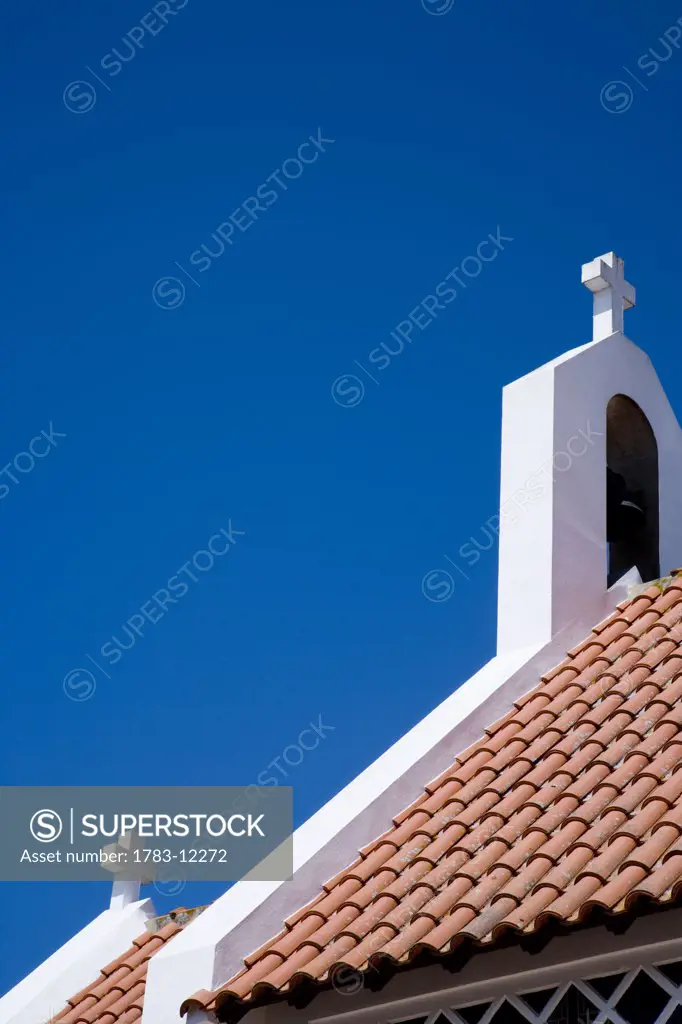 Whitewashed church and blue sky, Marais Breton, Fromentine, Vendee, France