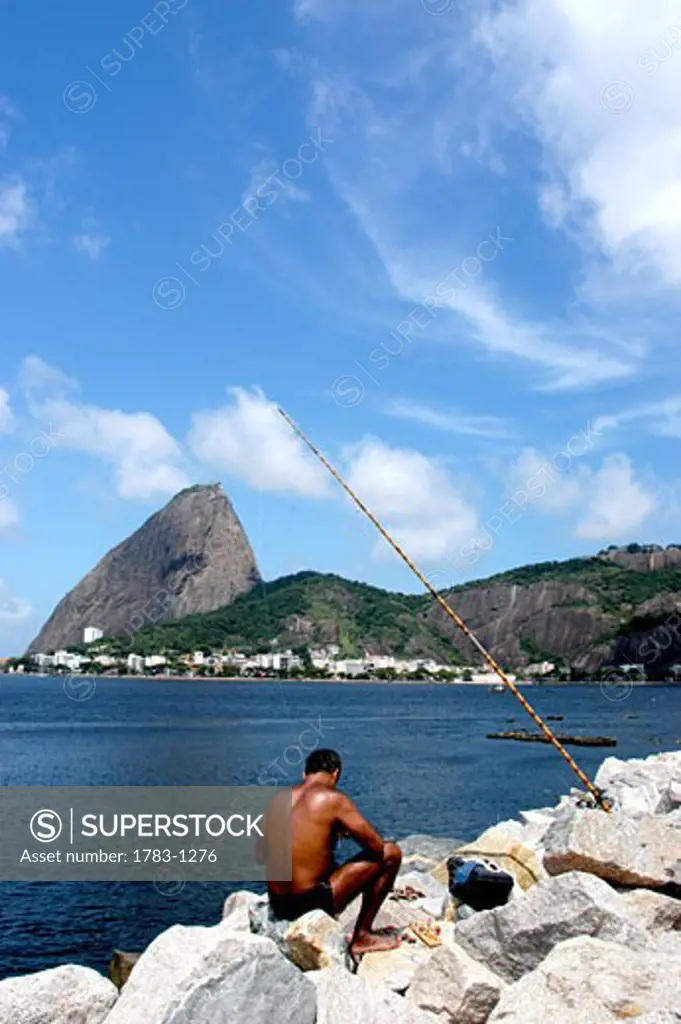 Fisherman Sugar Loaf Mountain Rio de Janeiro Brasil                                