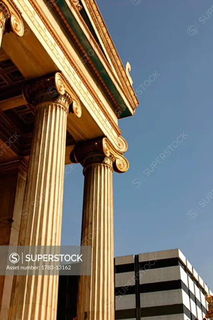 Panepistimion and nearby high rise, Athens, Greece